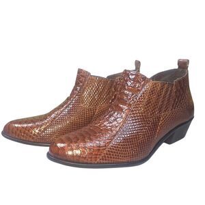 Stacy Adams Brown Croc Embossed Chelsea Ankle Boots Men’s 10M